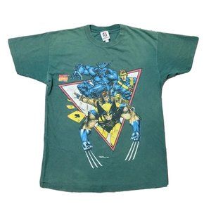 90's Vintage X-Men XMen Wolverine Gambit Beast Cyclops Men's T Shirt Tee Bigger